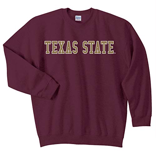 J2 Sport TXST Texas State University Bobcats NCAA Unisex Block Crewneck Sweatshirt Maroon