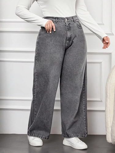 Image of KOTTY Women's Plus Size Straight Fit Denim Jeans with Comfortable Waist and Denim Fabric