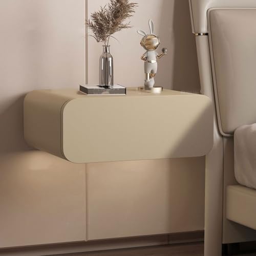 HJYBFA Mesitas de Noche Madera Maciza, Minimalistas, Colgantes, de Lujo, pequeñas (Caqui, 35 cm)
