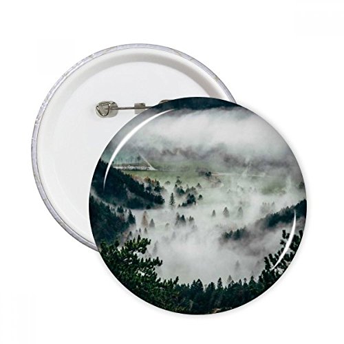 Badge rond paysage forestier broche bouton vêtement sciences de la nature