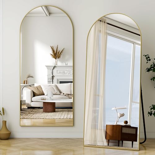 VooBang 24"x65" Gold Arched Floor Full Length Dressing Body Mirror