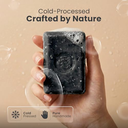 Image of Activated Charcoal Soap 125g (Pack of 2) | Handmade with Aloe Vera | Natural Herbal Soap for Acne & Oily Skin | Anti Aging Detox Face & Body Soap for Men & Women