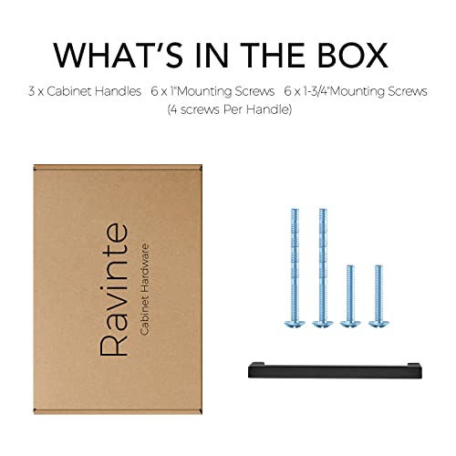 Image of Ravinte 3 Pack 6-1 /4 Inch Kitchen Square Cabinet Handles Matte Black Pulls Black Drawer Pulls Kitchen Cabinet Hardware Handles