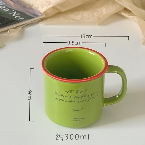 Taza de cerámica verde 10 oz con diseño minimalista miniatura 2