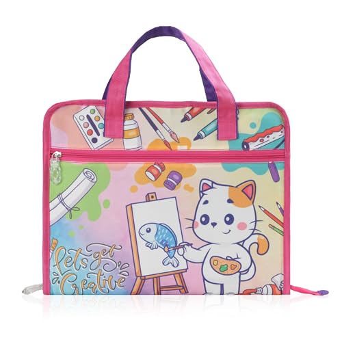Image of Echo Boomers A4 Kids Drawing Bag | Art & Stationery Organizer with Zipper Pocket (Let's Get Creative Theme)