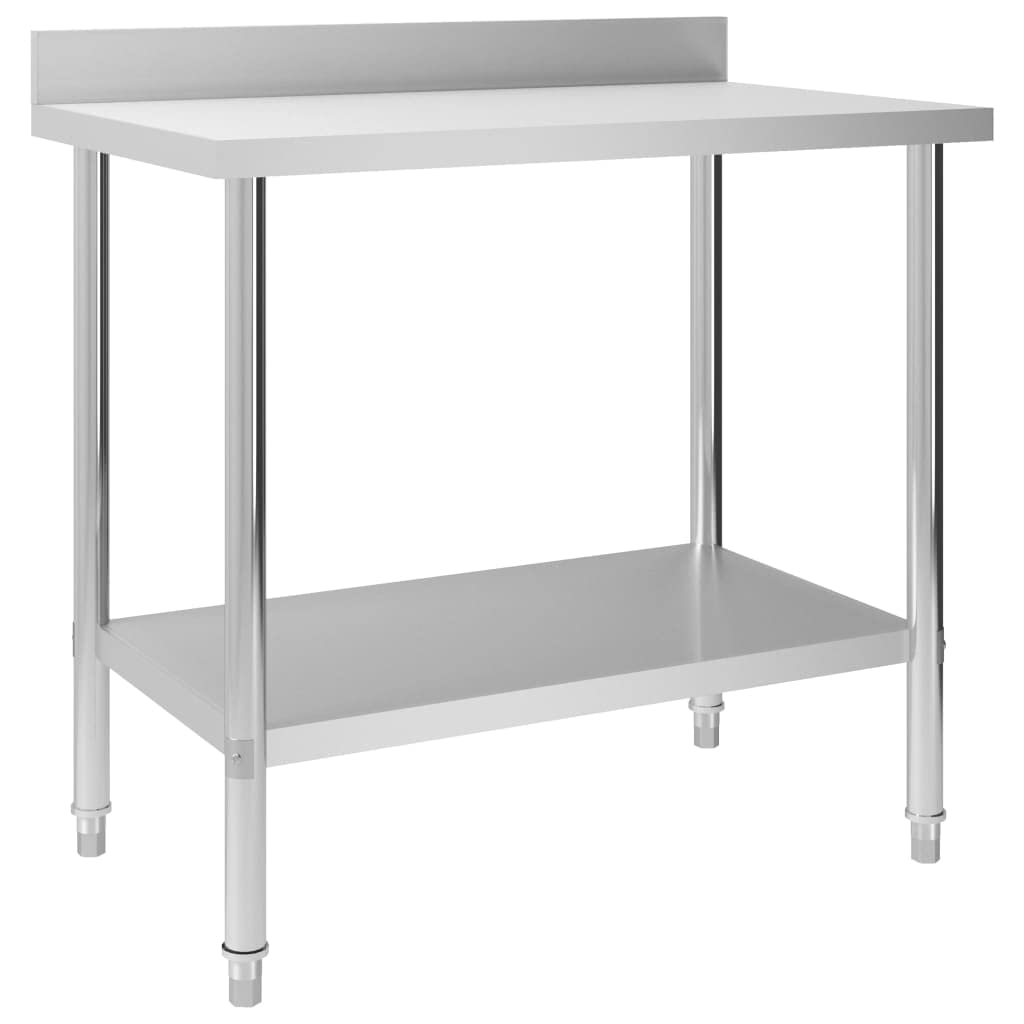 vidaXL Mesa Trabajo Cocina y Salpicadero Estantes Almacenamiento Preparar y Almacenar Comida Garajes Bares Restaurantes Escuelas Acero Inoxidable 100x60x93 cm