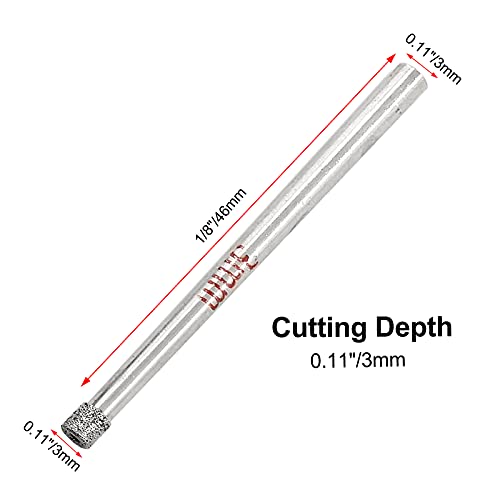 Image of Luomorgo 12Pcs 3mm /1 /8 inch Diamond Hole Saw | 1 /5 inch Cutting Depth, For Glass Ceramic Marble Porcelain Tile, Granite Quartz Gemstone, Diamond Drill Bits