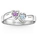 Produktbild Gravierter Name Doppelter Ineinandergreifender Herzring Mit 2 Geburtssteinen Personalisierte 925 Sterling Silber Charm Band Weihnachten Hochzeitstag Ideale Für Frauen(Silber 18)
