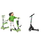 Hurtle 5 Wheeled Scooter for Kids - Stand & Cruise Child/Toddlers Toy Folding Kick Scooters w/Adjust & Jetson Scooters - Jupiter Kick Scooter (Black) - Collapsible Portable Kids Push Scooter