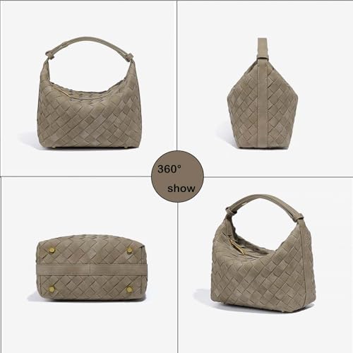Woven Purse for Women Suede Leather Shoulder Bag Vegan Tote Bags Suede Hobo Top-Handle Handbag3