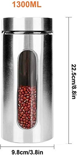 Vorratsgläser Klein Luftdichtes Kanister-Set For Die Küchentheke, Edelstahl-Lebensmittelbehälter Mit Glasfenstern, Speisekammer-Organisation Und Aufbewahrung For Tee, Snacks, Zucker, Glaseinsatz, 2-te