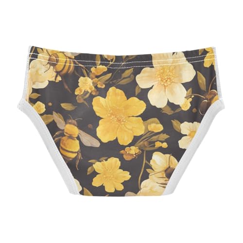 KLL Bees on Yellow Little Boys Soft Briefs Breathable Undies2
