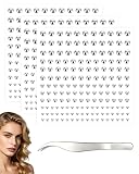 EYVRPAU Pegatinas Piercing Falso 500 Piezas (3 Láminas), Autoadhesivo No Perforante para Labios, Nariz, Cejas con Pinzas, Estilo Punk Y2K Sin Dolor Plateado