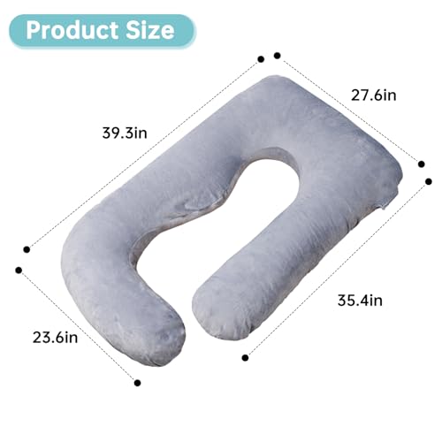 Image of Pregnancy Pillow Replacement Cover Compatible with Momcozy Pillows, Removable and Washable U Shaped Smooth Maternity Pillow Cover, Soft Large Pillow Protector for Side, Gray (ONLY Pillowcase)