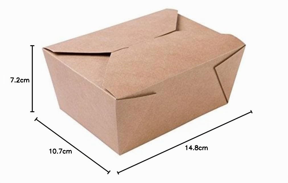 BIOZOYG Contenitore per Alimenti da Asporto I Scatola per Alimenti con Coperchio Pieghevole 1200 ml I Scatola di Cartone Kraft compostabile marrone I 300 Vaschette di Cartone Monouso rettangolari