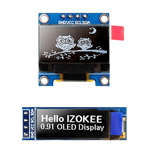 IZOKEE OLED I2C Kit Pantalla Módulo Blanco - 0.96 Pulgadas IlC OLED Pantalla + 0.91 Pulgadas OLED SSD1306 Display Módulo para Arduino y Raspberry Pi