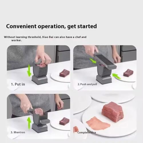 Portable Manual Meat Slicer, Stainless Steel Blade Fresh Meat Cleaver, 2-4 mm Thickness Adjustable, with Sharpener, 2 x Clean Brushes, for Beef Pork Mutton - Image 2
