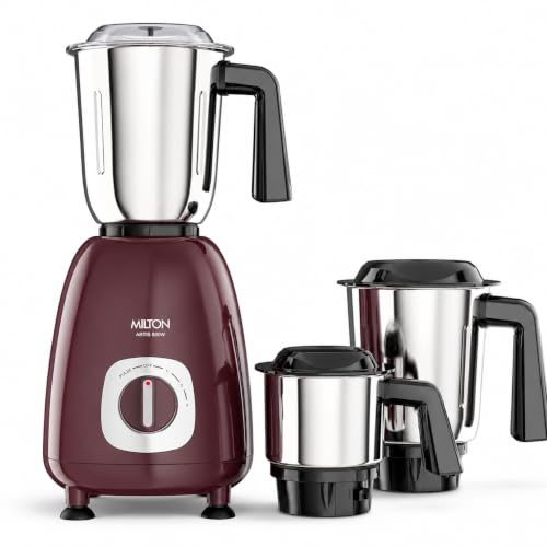 Image of Milton Artis Mixer Grinder, ISI Certified, Grindstone Blade Technology, 3 Jar, 800 W (22000 RPM), 5 yr motor warranty, 2 yr product warranty I Wine