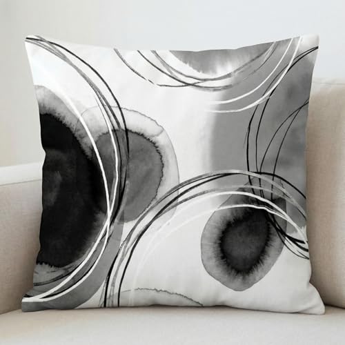 Americanflat 20x20 Throw Pillow with Sewn-in Insert - All-in-One Decorative Pillows - No Cover Needed - Soft and Durable Cushion for Bed or Sofa - Polyester - Black and White