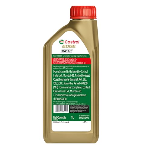 Image of Castrol EDGE 0W-40 Advanced Full Synthetic Engine Oil | Power Boost Technology | 30% Improved Performance | For Petrol, Diesel, CNG & Hybrid Cars | 1L