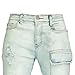 Men's Slim Multi-Pocket Micro-Pull Jeans Skinny Practical Pocket Ripped Denim Pants Hip Hop Straight Tight Holes Jean (blue2,Medium)