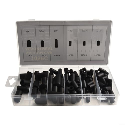 105 Piece Rubber Vacuum Cap Assortment Kit Multi Size Automotive Hose End Cap-s Carburetor Parts with Organizer Case