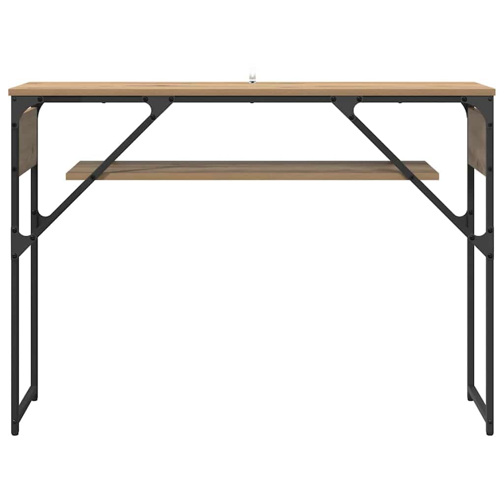Stół konsolowy Artisan dąb drewnopochodny, 105 x 30 x 75 cm, z miejscem do przechowywania i 2 półkami, nowoczesny stół biurowy do pracy w domu i biurko do gier do małego pokoju