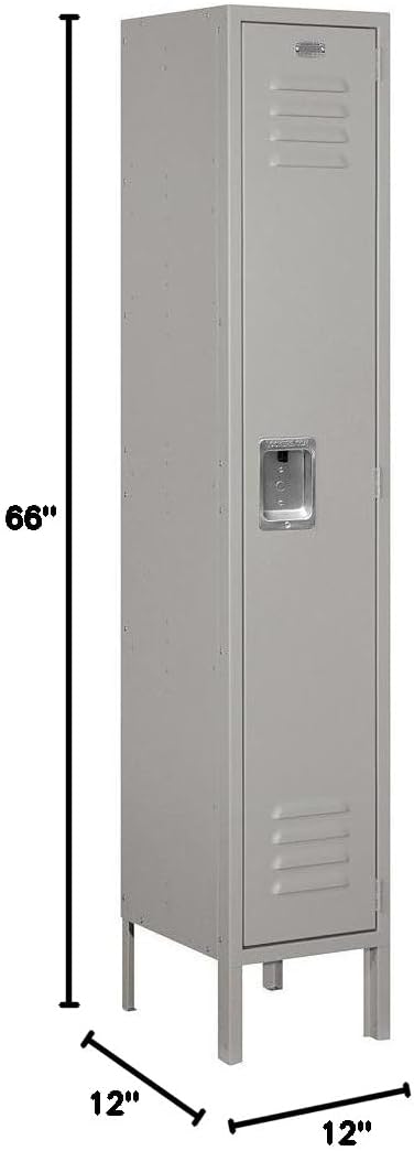 Salsbury Industries 61152GY-U Single Tier 12-Inch Wide 5-Feet High 12-Inch Deep Unassembled Standard Metal Locker, Gray