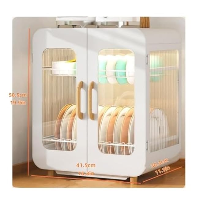 Countertop Drain Rack Double-Layer Anti-Dirty Dish Cabinet Kitchen Rack with Water Tray Drawer Suitable for Kitchen Mult (Black)