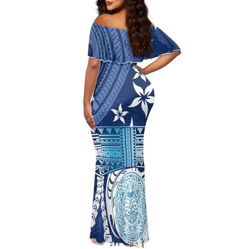 Image of Polynesian for Women S-7XL Off Shoulder Maxi Dress Hawaiian Summer Dresses