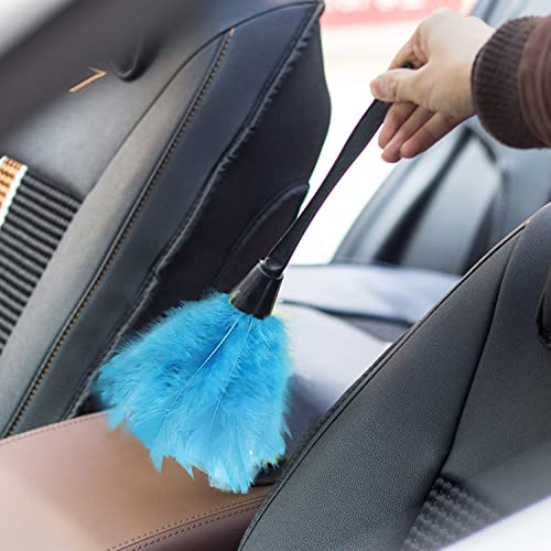 Image of Turkey Feather Dusters for Car Blinds Kitchen Keyboard Office, Eco-Friendly Reusable (2 pcs Blue)