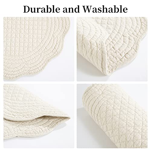 image for HOMBYS Quilted Placemats Set of 6 Washable Round Placemats for Kitchen