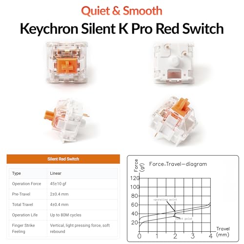 Image of Keychron K10 Full Size 104 Keys Bluetooth Wireless Mechanical Gaming Keyboard for Mac Windows with Keychron Silent K Pro Red Switch, Multitasking /White LED Backlight /USB C Wired Computer Keyboard