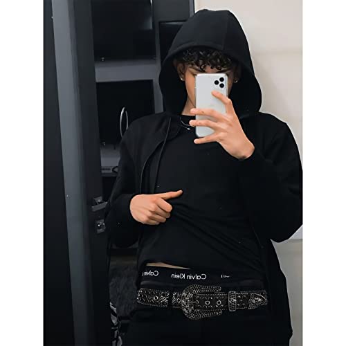 Xzqtive Rhinestone Belt For Men Women Bling Skull Studded Belt Western Leather Rock Belts For Jeans Dresses #TOP1