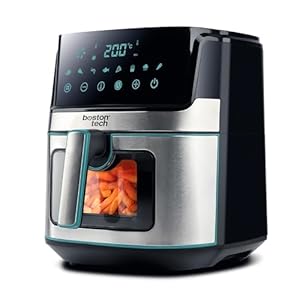 EUDAI Airfryer, 6,5 l, olievrije friteuse met venster, 8 programma’s, led-display, touch-bediening, instelbare temperatuur, antiaanbakmand, timer, 1700 W, inclusief recept, roestvrij staal