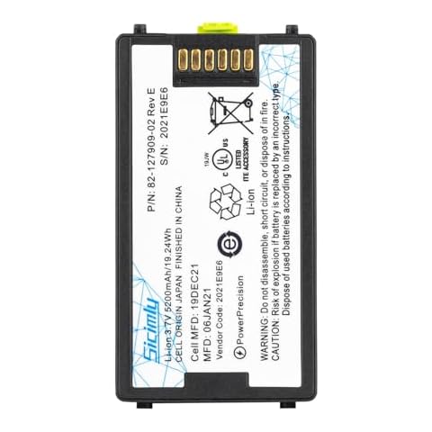 Sicimly 5200mAh Replacement Batteries fit for Symbol MC3190 MC3100 MC3090 MC3190R MC3090S MC3090K MC3190Z MC3190G 82-127909-02 82-127912-01 Cover