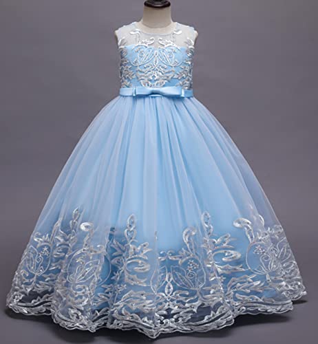 Stunning Little/Big Girls Lace Flower Girl Wedding Bridesmaid Birthday Party Holiday Pageant Prom Fancy Dress, 4-5, Blue #TOP2