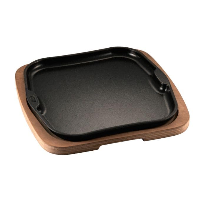 ILSA Servierplatte aus Gusseisen Gourmet mit Holztablett cm 29 x 29 cm