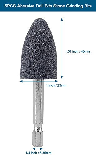 Aracombie 5Pcs Abrasive Drill Bits Stone Grinding Bits, 1/4" Hex Shank Small Grinding Wheel Bits Rotary Tool Drill Bit Grinding Attachment, Grinding Point For Polishing, Deburring, Carving, Engraving #TOP4