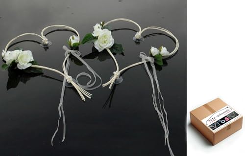 Corazones románticos para coche, decoración para pareja de novios, rosa, decoración de boda, coche, boda, decoración (blanco 2)