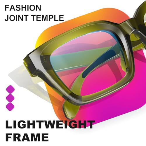 Image of VISOONE Chunky Square Anti Glare UV400 Blue Light Blocking Computer Glasses | 99% Digital Screen Filter Non-Prescription Clear Lens Thick Frame 32g Lightweight Eyewear Office for Men Women MONTANA