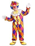 100% Poliestere DEGUISE TOI Costume da pagliaccio a quadri per bambino - Multicolore - M 7-9 anni (120-130 cm)
