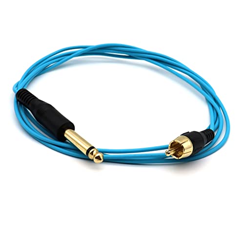 Disscool Tattoo Clip Cord Gold-plated Cable, 6.35mm to RCA OD2.2 Interface Connector Silicone Cables for Tattoo Pen, Rotary Tattoo Machine(Blue/1.8M)