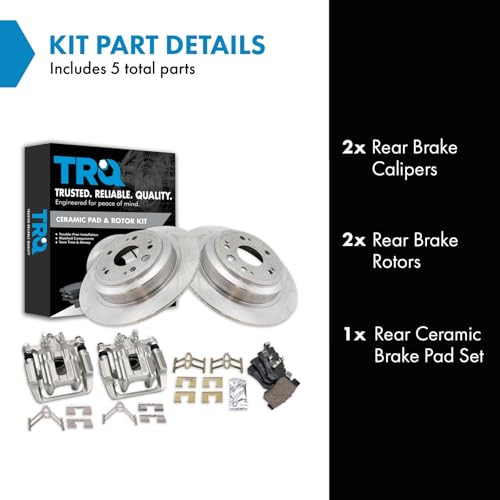 Image of TRQ Rear Brake Pad and Rotor Set Ceramic Vented Rotors Calipers | For 2010-2011 Honda Accord Crosstour