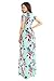 HOTAPEI Women's Floral Print Long Dress Short Sleeve Empire Flower Maxi Dresses Green Small