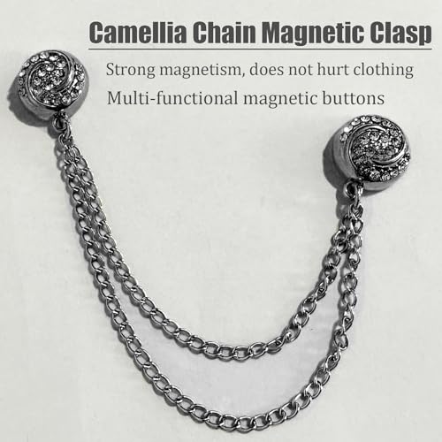 Image of Magnetic Clips with Chain Hijab Magnets for Pant Hem Leg & Sleeve Adjuster Hijab Scarf for Women for Clothing Accessories with Rhinestone Embellishments