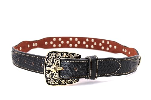 Western Leather Belt Gold Berry with Triangular Silver Concho Decoration3