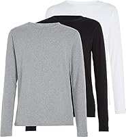Tommy Hilfiger Herren Langarmshirts Basic, Mehrfarbig (Black/White/Grey Heather), M