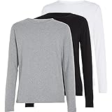 Tommy Hilfiger Homme Lot de 3 T-Shirts Manches Longues Basic, Multicolore (Black/White/Grey Heather), XXL
