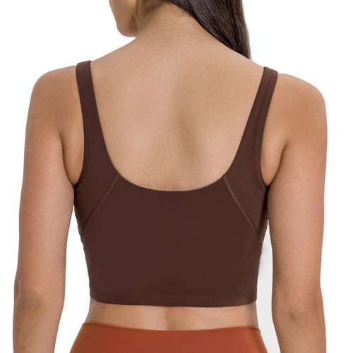 Image of Lemedy Women Sports Bra Longline Crop Tank Top Padded Workout Running Yoga